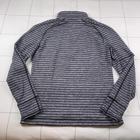 Lululemon 1/2 Zip Mens Small Heather Gray Striped Sweat Session Reflective Run - Picture 3 of 7